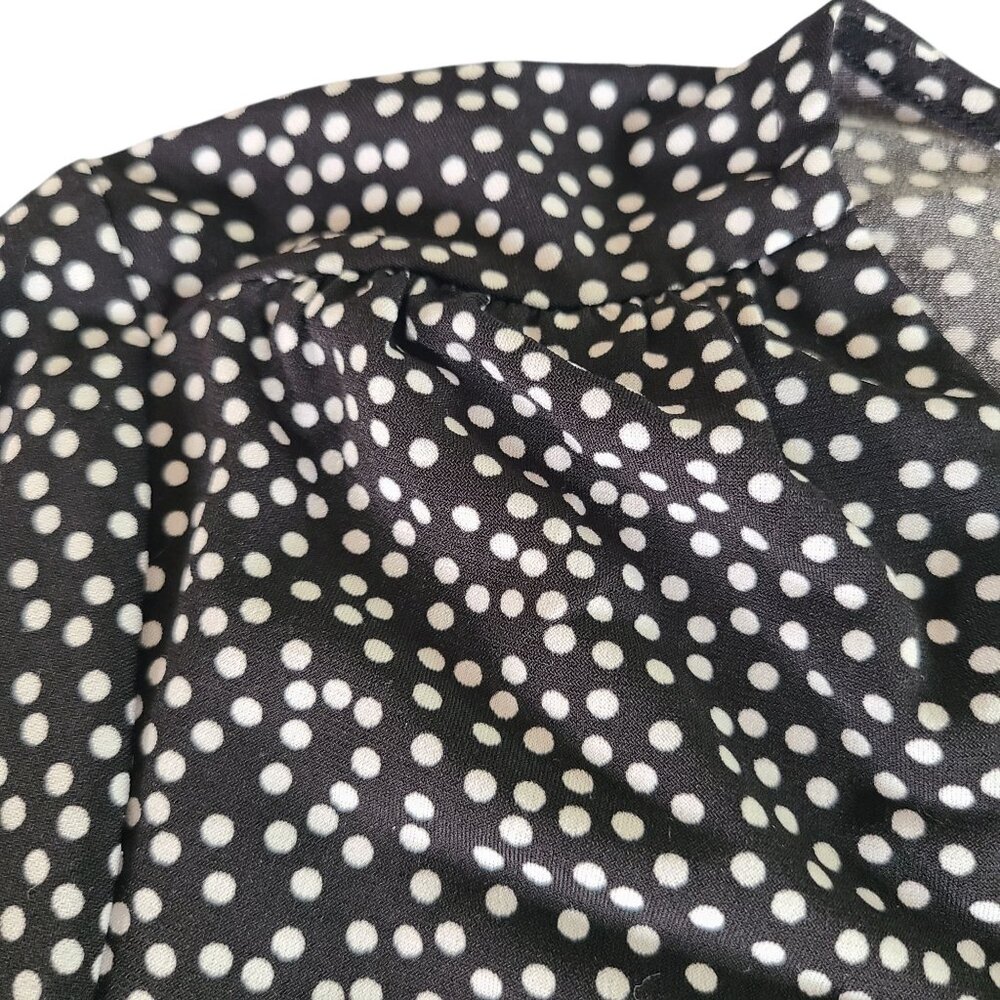 Tahari Long Sleeve Blouse Women's XL Black & White Polka Dot V-Neck Wrap Style - Picture 7 of 10